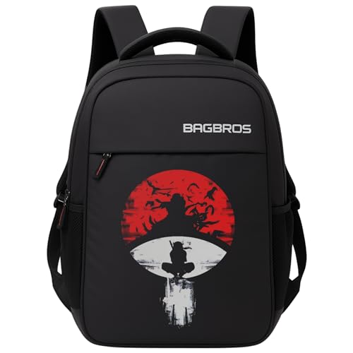 Image of Bagbros Uchiha Itachi Printed Anime Backpack | 30L Laptop Backpack, School Bag (Red and Black)