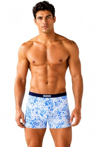 Image of BONO Men's Printed Trunks Regular Fit Cotton Blend Anti-Bacterial Microfibre Comfortable Waistband Underwear