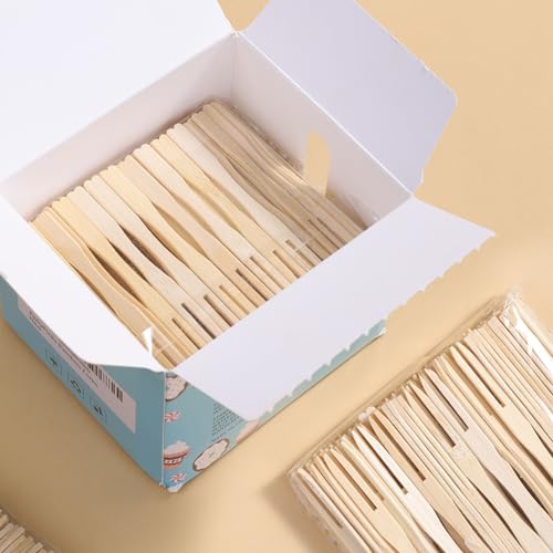 Amrankuo Garfos e palitos de aperitivo de bambu de 500 ct, garfos de bambu para palitos de festa, mi