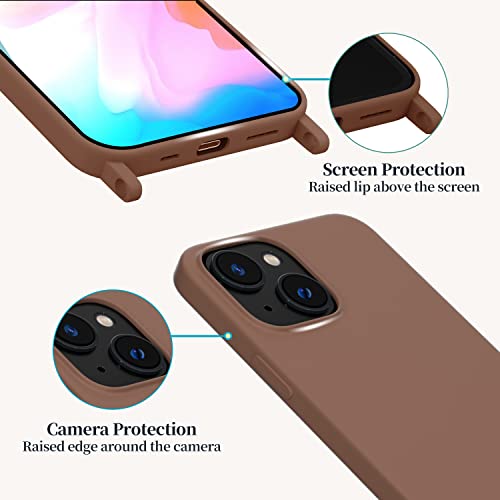 Image of Compatible with iPhone 12 Mini Case with Lanyard Crossbody iPhone Case with Strap Adjustable Shockproof Drop Protection Silicone Phone Cover for iPhone 12 Mini 5.4'' Brown