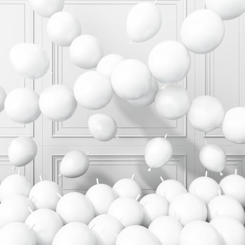 Image of White Link Balloons,120Pcs 6Inch White Latex Linking Balloons for Birthday Baby Shower Wedding Anniversary Party Decorations