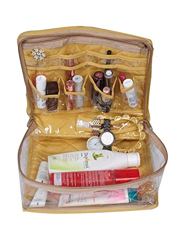 Image of Makeup Pouches Necklace Earrings Cosmetic Vanity Storage Box Jewellery Organizer Toiletry Organizer Pouch for Women Set of 10 Colour- Gold