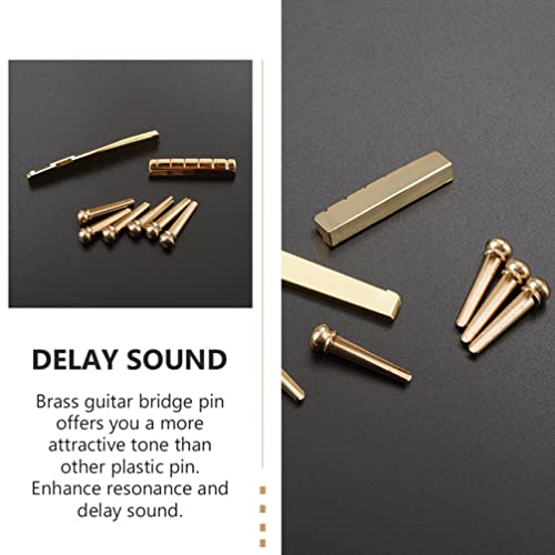 EXCEART 8Pcs Bronze Dourado Ponte Pinos Com Ponte Guitarra Sela Porca para Violão