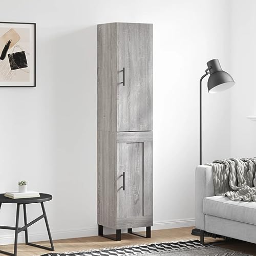 Bulliing Aparador Alto Madera aparadores para Salon Mueble aparador Armario Auxiliar Mueble aparador Salon contrachapada Gris Sonoma 34,5x34x180 cm - 3199135