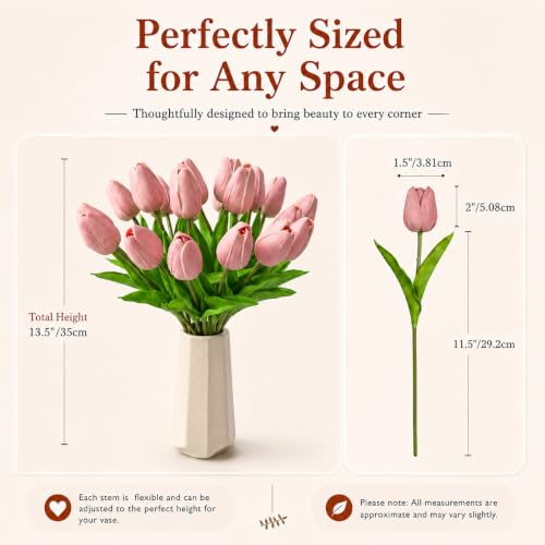 Image of Mandy's 20pcs Artificial Dusty Pink Tulips