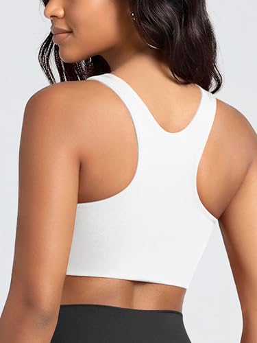 Image of ODODOS Racerback Tank Bra for Women High Neck Non Padded Medium Support Sports Bra Workout Yoga Crop Tops