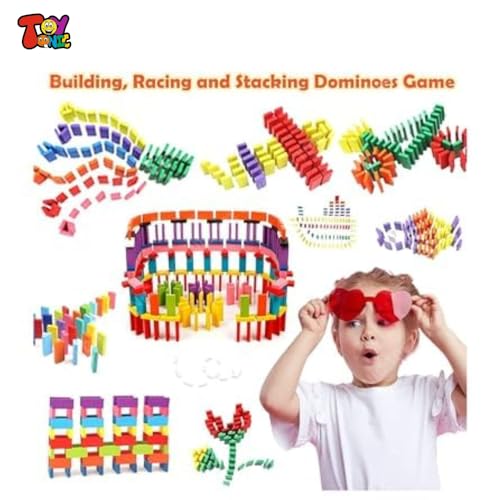 Image of TOYTONIC 120 Pcs Colorful Wooden Building Blocks Educational Board Game for Kids-Educational Domino Set for Boys & Girls - Indoor Fun Games & Party Activities - Toys for Ages 3 to 12 Years(12 Colors)