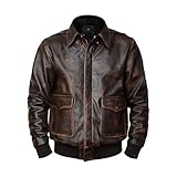 Pilot Leather Jacket Mens Distressed Brown Leather Bomber Pilot Jacket USAAF A-2 Aviator Air Force Flight Jacket