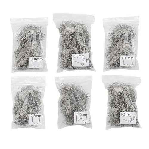 Wlinfetity Clavos de soldadura para reparación de plástico de coche, 6 tamaños (0,6 mm y 0,8 mm ondulado/plano/V/para M), clavos de grapadora caliente de acero inoxidable para parachoques, para