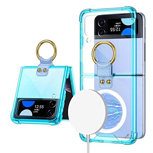 Étui Z Flip 4 bleu ciel avec bague pour charge sans fil active