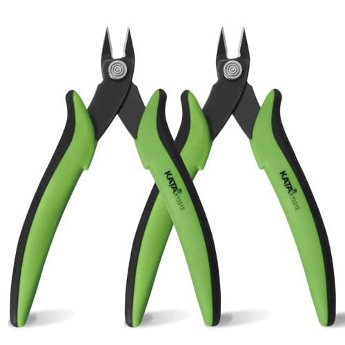 KATA 2PC Micro Flush Cutters, 5-Inch Precision Wire Cutter, Anti-Slip Side Cutting Pliers for Electronics, Zip Ties, Copper Wire