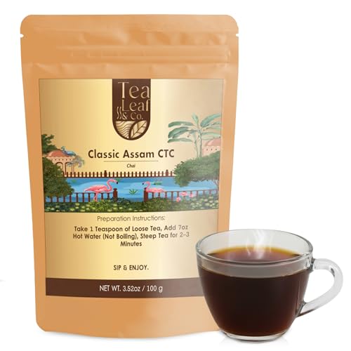 Image of Tealeaf & Co. Classic Assam CTC Chai - 100% Pure Loose Leaf Black Tea - Low Caffeine Premium Tea - Upto 50 Servings (3.52oz /100gm)
