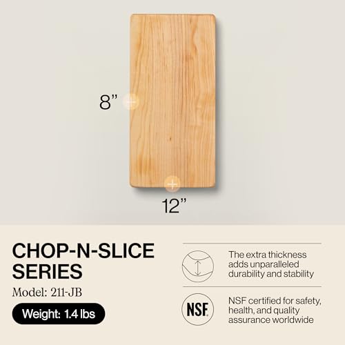 Image of John Boos Chop-N-Slice Series Rectangular Wooden Maple Cutting Board 10 inchx5 inch - 1 inch Thick, 1.4-lb Reversible Butcher Block with Eased Corners & Edge-Grain - Made in the USA | 1 inch Thick, 1.4-lb Reversible Butcher Block with Eased Corners & Edge-Grain - Made in USA
