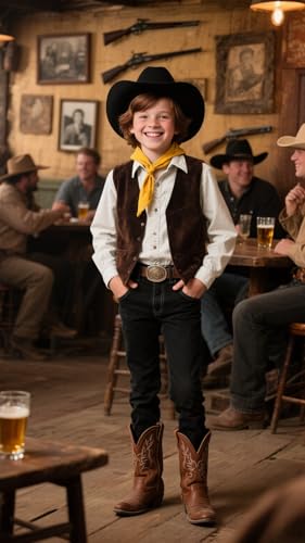 Boys Western Vest for Kids Suede Cowboy Waistcoat for Child Leather Retro Slim Fit Casual Costume Outfit2