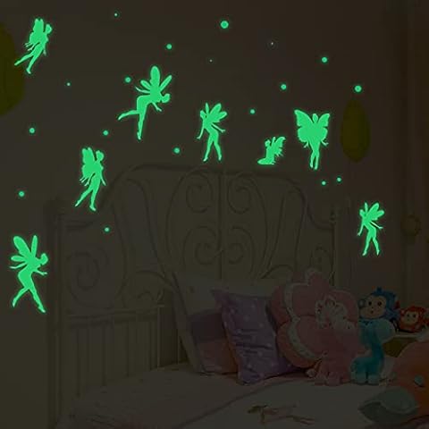 Nursery Butterfly Fairy Wall Decor,Dragonfly Fairy Wall Decal,Glow in The Dark Stickers for Bedroom Decor,Wall Stickers for Girls Room Cover
