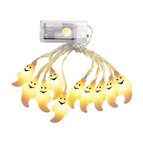 Acciity Guirlande lumineuse Halloween 1,5 m 10 LED LED Fantôme 3D Alimenté par piles pour jardin ou fête à thème Décoration pour fête de jardin Cover