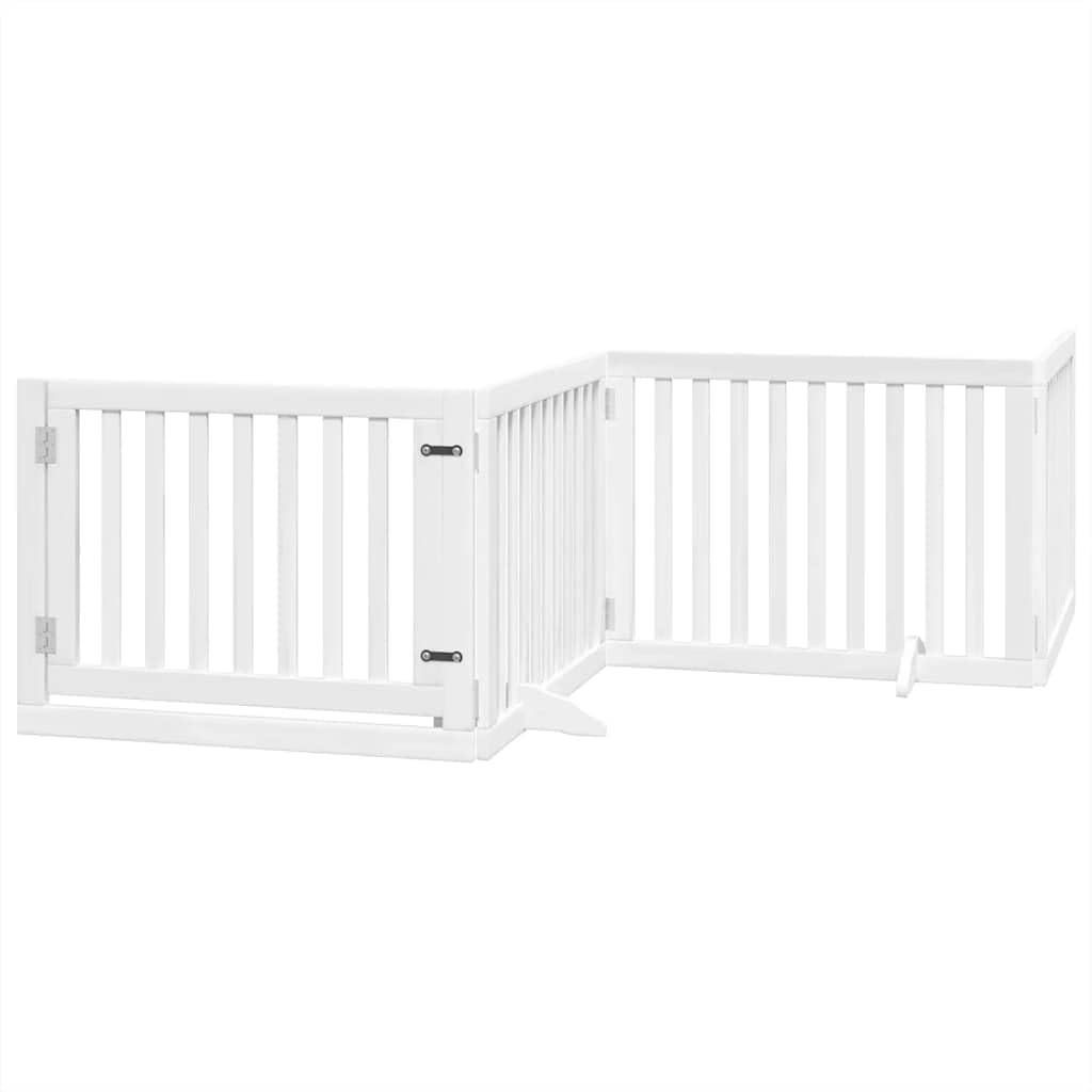 Puerta plegable para perros de 15 piezas con puerta de madera de álamo, rejilla para perros con puerta con cerradura, puerta para perros sin taladrar, para seguridad de mascotas
