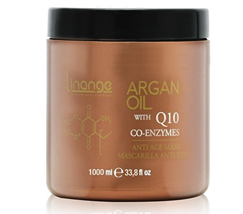 Linange Anti-Age Indulgence Mask w/Argan Oil and CoQ10 1000ml; Softening, Strengthening, Moisturizing Hair Care Product; Hair Mask w/Proteins for Men and Women â€“Dry, Frizzy, Sensitive Hair