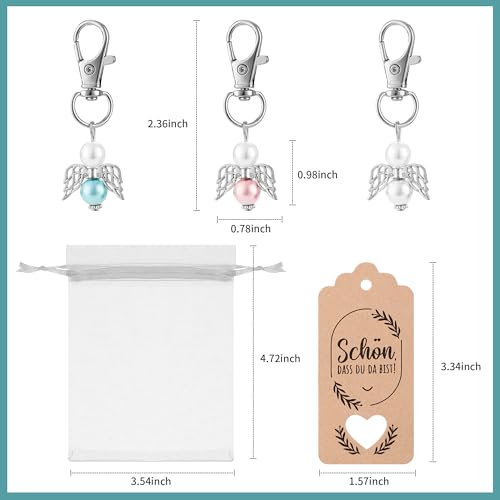 Engel anhänger,36 Stück kleine schutzengel,Schutzengel anhänger + Organzatasche + gelbe Lederkartei,Engelanhänger,Für Hochzeitsgeschenk, Geburtstagsgeschenk, Gastgeschenk Engel anhänger klein
