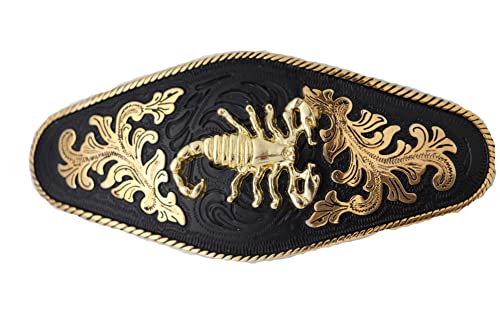 TrendyFashionJewelry Men Western Cowboys Fashion Black Color Belt Buckle Metal Gold Scorpion Filigree Heavy Texas, Silver + Black + Gold, One Size (tfj1)