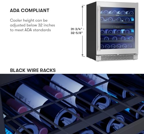 Zephyr Brisas 24" Wine Fridge ADA Dual Zone Under Counter - Countertop Mini Wine Cooler Cellars Small Cabinet Wine Refrigerator Home Bar Chiller Freestanding with Glass Door - 38 Bottles 750ml - Image 5