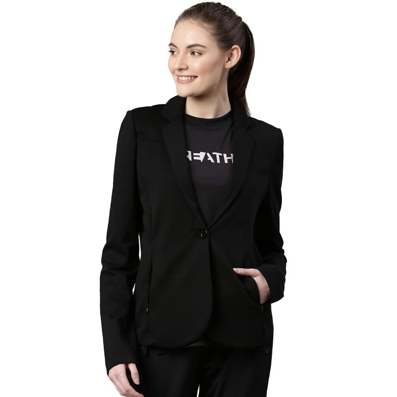 Athleisure Slim Fit Single Breasted One Button Sporty Blazer for Women with 2 Side Zipper Pockets - A903 | Quick Dry & Antimicrobial Finish Blazer-image-11