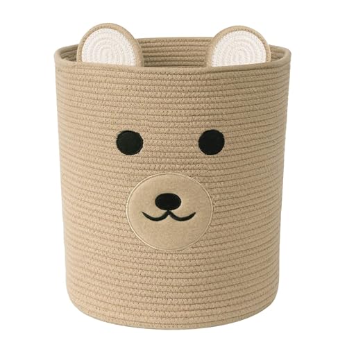 Image of Bear Basket for Nursery, Baby Baskets for Storage, Baby Shower Baskets, Laundry Basket, Storage Hamper for Children Kids Toy Plant Indoor Corner (Light Brown)