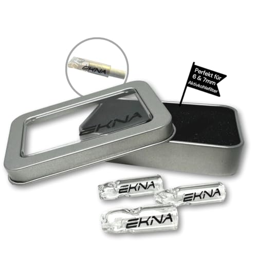 EKNA Juego de 3 puntas de cristal Joint - Puntas de cristal con filtro de carbón activo para 6mm y 7mm - Puntas de cristal para enroscar - Filtros reutilizables - Punta para fumar (Especialmente para