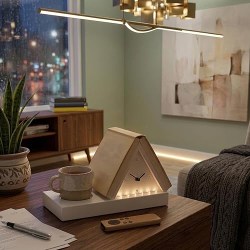 Despertador con luz evita caídas de libros con su soporte triangular compacto 3