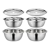 Rallador De Cesta De Drenaje: Cuenco Rallador Apilable, Nuevo Juego De Colador, Recipiente Para Mezclar Con Colador, Cortador De Verduras Y Cuenco Para Lavar Frutas, Lavabo Para Picar De Drenaje Para