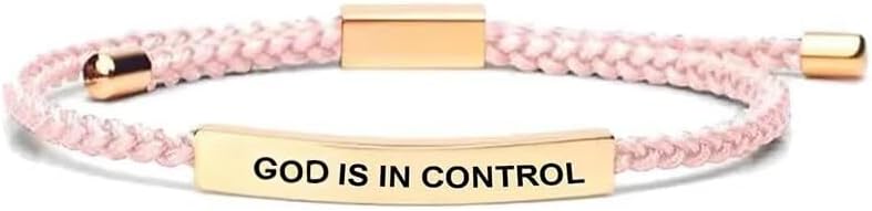 Blue Drop God Is In Control Inspirational Bracelets for Women Men Christian Faith Bracelets Handmade Letter Braided Bracelet Adjustable Stainless Steel Christmas Birthday Gifts Jewelry