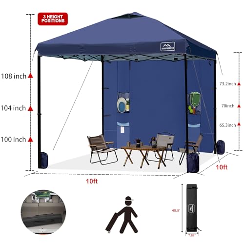 KAMPKEEPER-10×10-Canopy-Tent-with-Pockets-Sidewall-Easy-Pop-Up-Canopy-Outdoor-Shade-with-Vented-Roof-for-Garden-Commercial-Outdoor-Party-Portable-Instant-Camping-Beach-Canopy-Tents-Navy-Blue KAMPKEEPER 10×10 Canopy Tent with Pockets Sidewall Easy Pop Up Canopy Outdoor Shade with Vented Roof for Garden Commercial Outdoor Party Portable Instant Camping Beach Canopy Tents Navy Blue