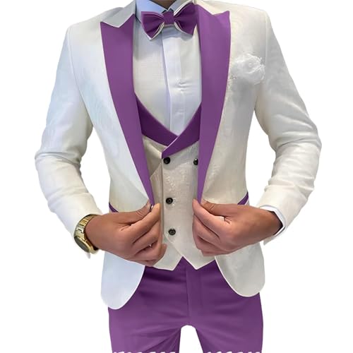 Men’s Jacquard Suit 3 Piece Slim Fit Mens Double Breasted Formal Prom Tuxedo Suit Set for Wedding Dinner2