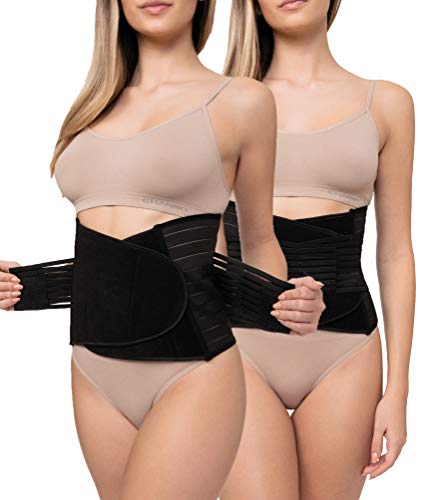 Channo Fajas Cinturones Lumbares para Espalda Mujer Doble Ajuste Fuerte - Pack de 2, Negro, L/XL