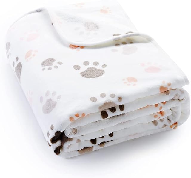 Allisandro Premium Fluffy Durable Dog Blanket, Soft and Warm Fleece Cat Puppy Throw for Small Medium Large Pet, Beige 60 x 80cm