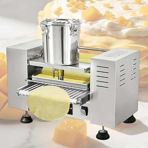 Máquina para hacer crepes Mille Crepe de 2800 W, crepera de 6' y 8' con temperatura ajustable, de acero inoxidable, máquina para hacer masa de huevo para restaurantes, pastelerías, envolturas para r