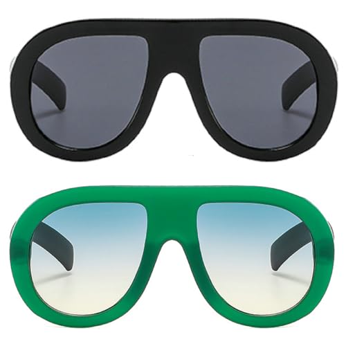 Image of Popular Fashion Pilot Sunglasses Women Retro Chunky Designer Men Punk Gradient Shades UV400 Oversized Sun Glasses