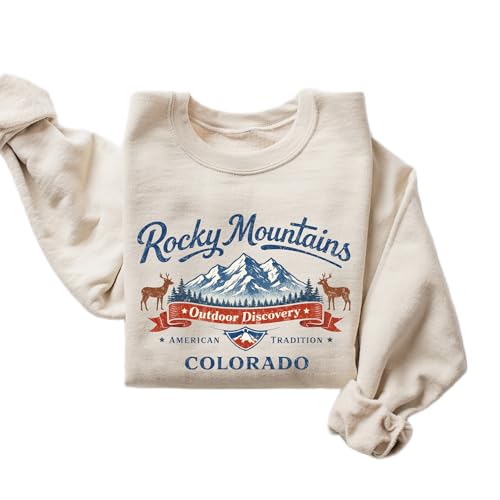 DAYLEA Rocky Mountains Outdoor Discovery Sweatshirt for Men & Women Colorado Adventure Sand