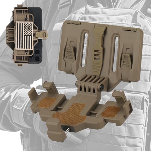 EralcNa Tactical Molle Phone Holder for Plate Carrier Vest, Quick-Release Heavy Duty Phone Chest Mount for 6.0"–7.7" Smartphones Police & Outdoor Gear Accessories (tan) by EralcNa - Used condition - US$29.11