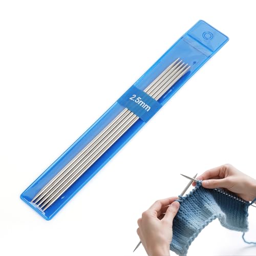 Coopay 5 Pièces Aiguilles à Tricoter à Double Pointe, Aiguilles Trioct 2,5mm en Acier Inoxydable, 15cm Aiguilles Courtes à Chaussettes, Écharpe, Chapeaux, Animaux, Pull, Tricot pour Débutants & Pro