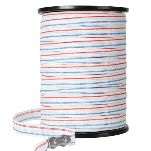 Zoiut Electric Fence Polytape 1000ft - 3/4 High Visibility Livestock Fencing 6 Tinned Copper Strands for Reliable Conductivity UV & Rust Resistant 330lb Strength