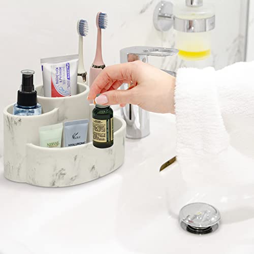 Suanti Toothbrush Holder, 4 Slots Bathroom Organizer Countertop, Marble Toothbrush Holders For Bathrooms And Offices(White) #TOP3