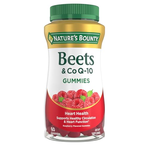 Natures Bounty Beets & Co Q-10 Gummies for Heart Health Coenzyme Q10 Beet Root Extract Supports Healthy Circulation and Heart Function Cellular Energy Production Raspberry Flavor 60 Gummies