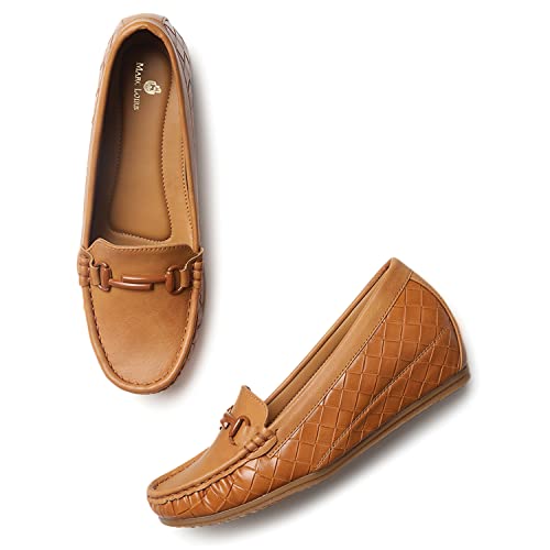 Marc Loire Women Comfortable Loafer Mules Wedges Shoes Footwear (Beige, Numeric_6)