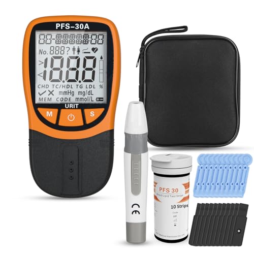 5- in-1 Lipid Test Kit, Cholesterol Test Kits, Cholesterol Tester Meter Kit at Home, (All-in-One 10ea x Profile 5-in-1 Lipid Test Strips Included)