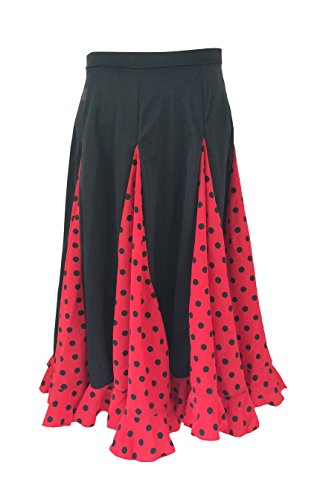 La Señorita Falda Flamenco Sévillane niña Rojo Rojo con Puntos Negro (Rojo Negro, Talla 10-7/8 año)