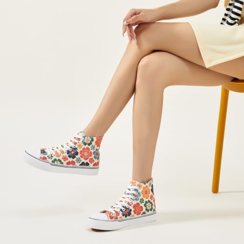 Image of yageyan Womens High Top Canvas Sneakers Fashion White Shoes for Women