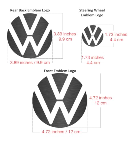 Image of IPG Decal Made for VW 2021 Passat Polo Tiguan Golf Rear /Front Emblem Logo Decals Stickers Set (4 Units) (Dark Brushed Aluminium)