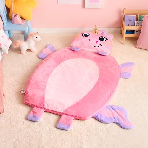 Joiedomi 152 x 99cm(Unicorn) Kinderschlafsack–Schlafmatte für Kinder mit Kissen und Decke – 2-in-1 Faltbarer Kuscheltier für Jungen und Mädchen, Kindergarten, Übernachtung im Alter von 3–7 Jahren