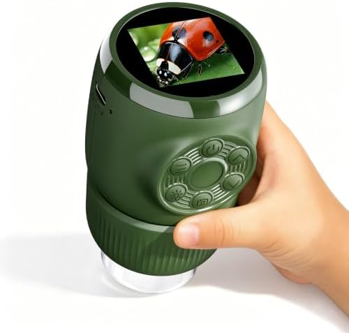Digitales Mikroskop für Kinder, 1000X, Foto & Video (Grün) | Tragbares Taschenmikroskop für Garten, HD Bildschirm USB Microscope Lupe, Wald & Experimente-Kindermikroskop Spielzeug